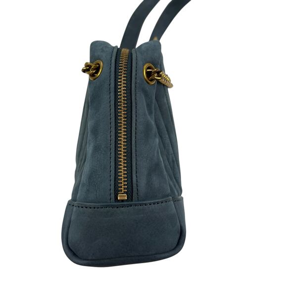 Nat + Nin Blue Rio Classic Quilted Matte Leather Crossbody Bag with Chain Strap - Picture 6 of 11